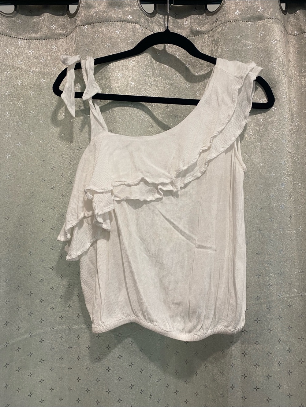 Express White One-Shoulder Ruffle Women's Top